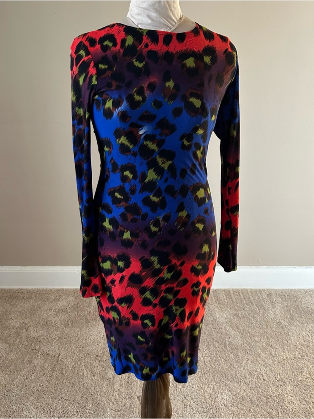 Multicolor Leopard Print Long Sleeve Bodycon Dress